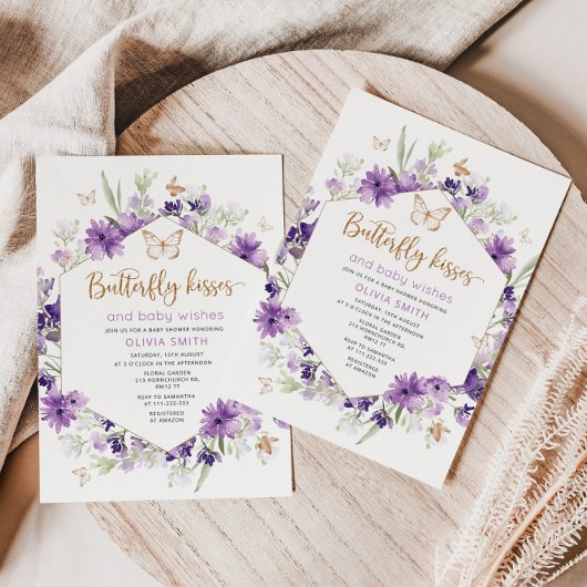Baisers à papillon baby shower invitation