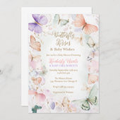Baisers à papillon baby shower invitation papillon (Devant / Derrière)