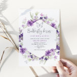 Baisers à papillon en argent invitation baby showe<br><div class="desc">Baisers à papillon en argent violet et invitation baby shower de voeux pour bébé. Baby shower papillon pour une fille. Éléments correspondants disponibles.</div>