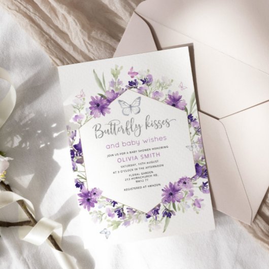 Baisers à papillon en argent invitation baby showe