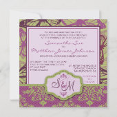 Baisers à papillon Invitation Carré à un mariage e (Dos)