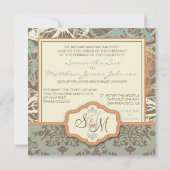 Baisers à papillon Invitation Carré d'un mariage a (Dos)