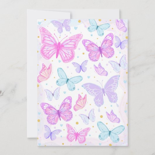 Baisers à papillon Invitation d'anniversaire (Dos)