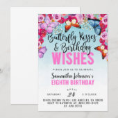 Baisers à papillon Invitation d'anniversaire (Devant / Derrière)