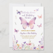 Baisers à papillons Jardin Invitation d'anniversai (Devant)