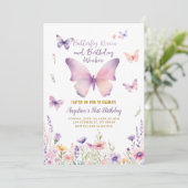 Baisers à papillons Jardin Invitation d'anniversai (Debout devant)