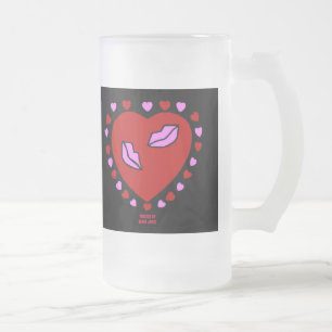Baisers Coeur Amoureux Grosse Mug de verre givrée