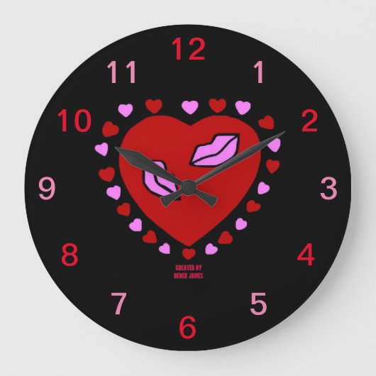 Baisers Coeur Baisers Acrylique Horloge Mur (Recto)