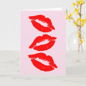 BAISERS D'ANNIVERSAIRE CARTE LÈVRES ROUGES (Fleur jaune)