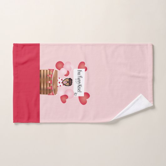 Baisers de chiot gratuit Valentine Chien Rouge (Serviette à main)