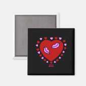 Baisers de coeur de 2 pouces Magnet Carré (Recto/Verso)