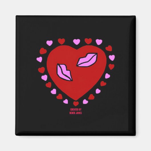 Baisers de coeur de 2 pouces Magnet Carré (Devant)
