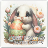 Baisers de lapin de Pâques - Sticker en Vinyle (Devant)
