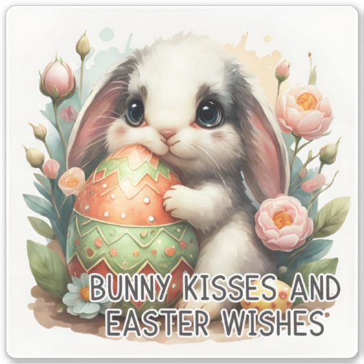 Baisers de lapin de Pâques - Sticker en Vinyle (Devant)