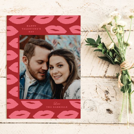 Baisers Moderne Saint Valentin Carte photo - Rouge