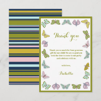 Baisers papillon Carte de remerciements Baby showe