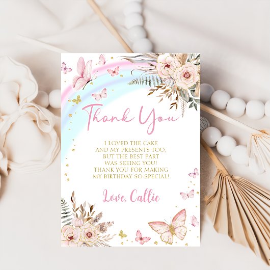 Baisers papillon Carte de remerciements d'annivers