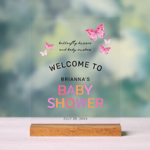 Baisers papillon rose Baby Douche Bienvenue