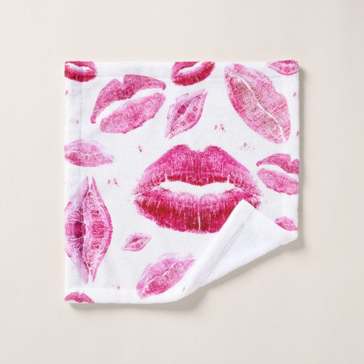 Baisers partout (blanc) (Gant de toilette)