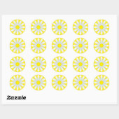 Baisson blanc sur Sticker rond classique jaune (Feuille)