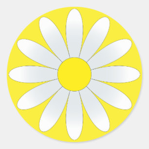 Baisson blanc sur Sticker rond classique jaune