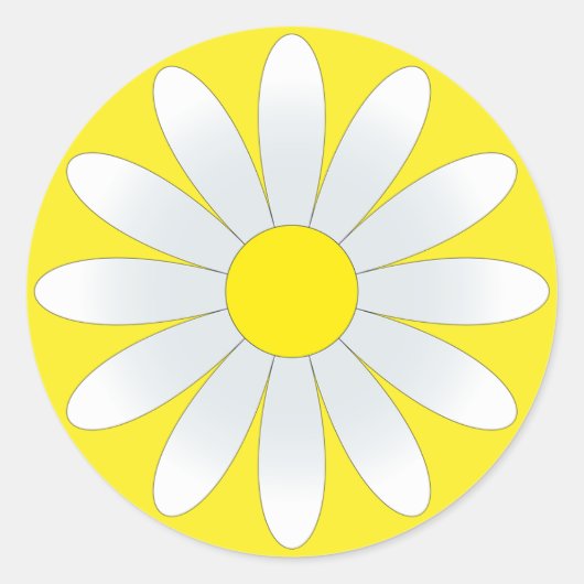 Baisson blanc sur Sticker rond classique jaune (Devant)
