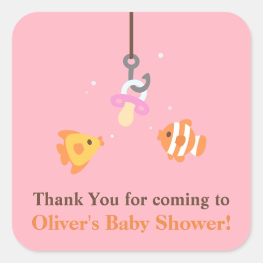 Bait Baby shower de pêche Stickers Merci rose (Devant)