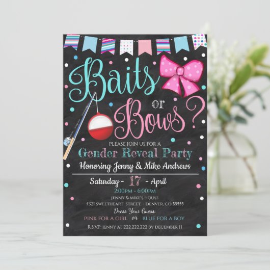 Baits ou Bows Genre Révélation Partie Invitation (Debout devant)