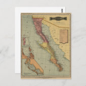 Baja California Antiek Map Briefkaart (Voorkant / Achterkant)