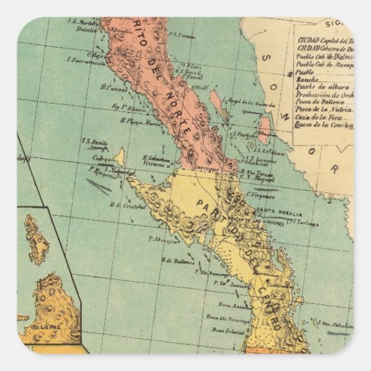 Baja California, Mexico Vierkante Sticker (Voorkant)