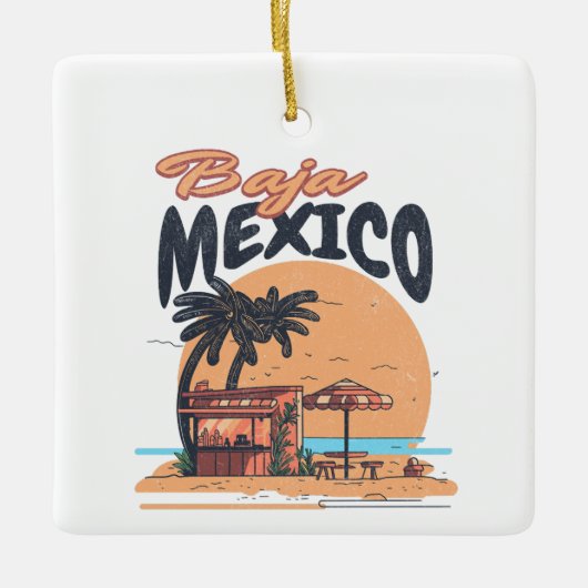 Baja Mexico Seaside Bar, versteld Keramisch Ornament (Voorkant)