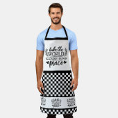 Bak de wereld een beter geruit patroon schort (Gedragen)