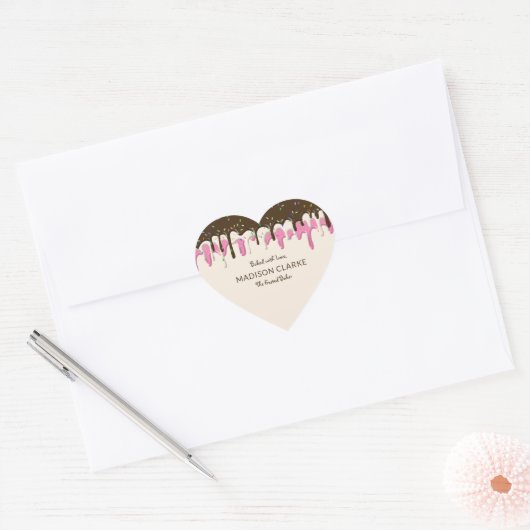 Bak met Love Frosting Sprinkles Baker Bakery Hart Sticker (Envelop)