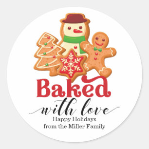 Bak met Love Holiday Cookie Gift Ronde Sticker