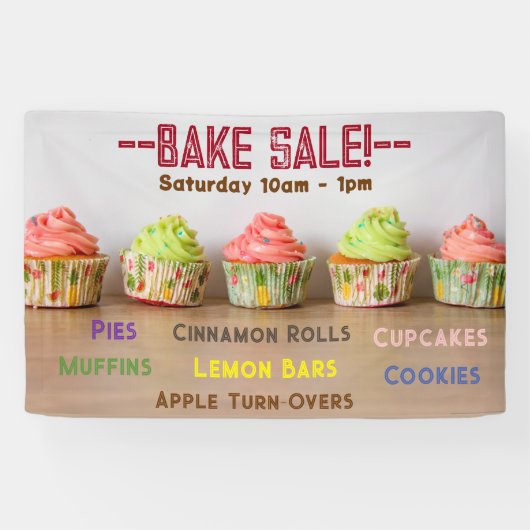 Bak Sale! Lijn van Cupcakes Script aanpassen Spandoek (Horizontaal)