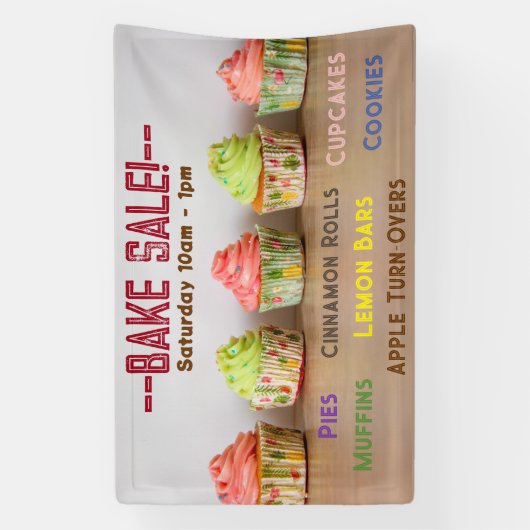 Bak Sale! Lijn van Cupcakes Script aanpassen Spandoek (Verticaal)