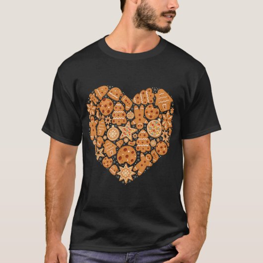 Bake Baking Gingerbrood Man Kerstkoekje Heart T-shirt (Voorkant)
