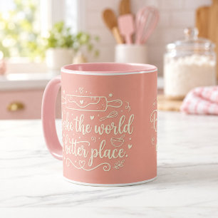 Bake de wereld een betere plek Roze Combo Mok