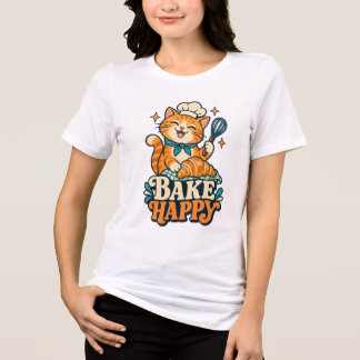 Bake Happy Grappig Bakken T-Shirt voor Bakkers