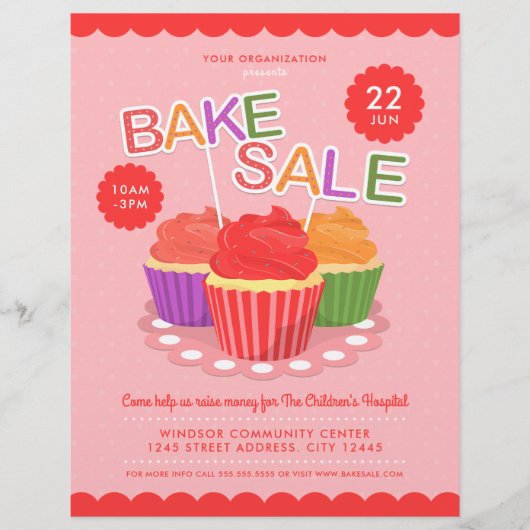 Bake Sale Charity Fundraiser Event Flyer (Voorkant)