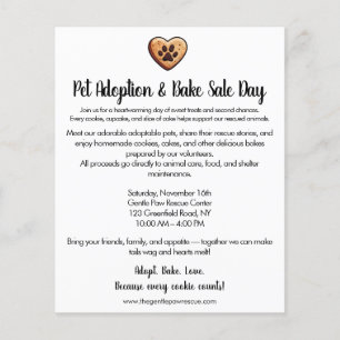 Bake Sale Fondsenwerving voor Dierenadoptie Flyer