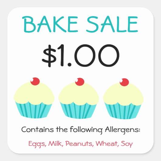 Bake Sale Stickers Aanpassen bevat allergenen (Voorkant)