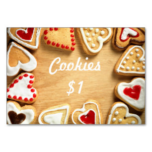 Bake Sale Table Signage Card Cookies op hout Kaart