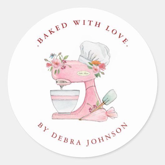 Baked with Love Cake Mixer Baking  Ronde Sticker (Voorkant)