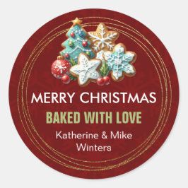 Baked With Love Christmas Cookie Ronde Sticker