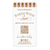 Baked With Love Hand Drawn Whisk QR Code Bakery Etiket (Voorkant)