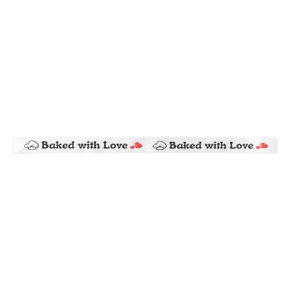 Baked with Love Printed Satin Ribbon Roll Lint