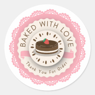 Baked with Love Thank You For Order Round Sticker