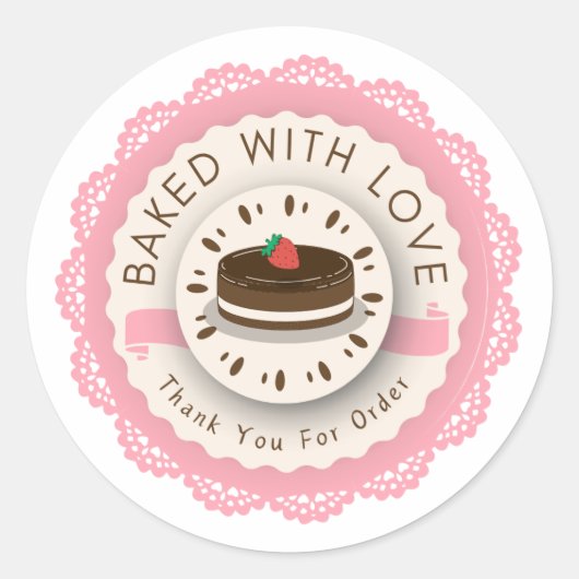 Baked with Love Thank You For Order Round Sticker (Devant)