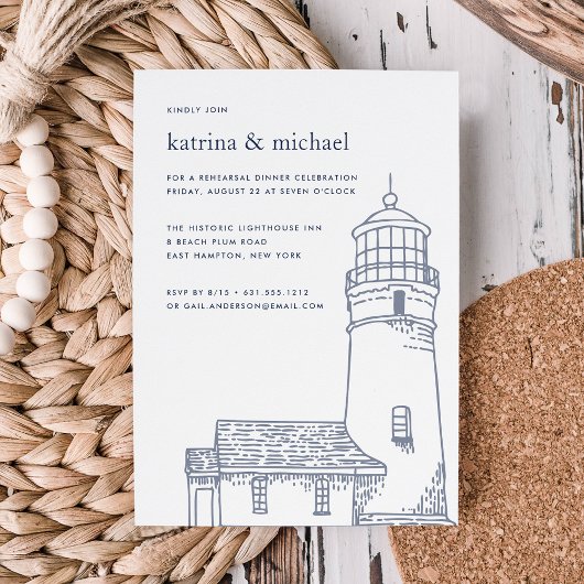 baken | Nautical rehearings diner Invitation Kaart
